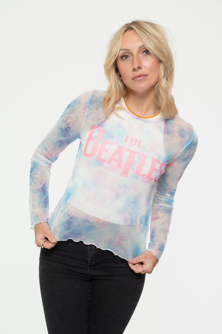 The Beatles Drop T Logo Long Sleeve Mesh Crop Top product image 1