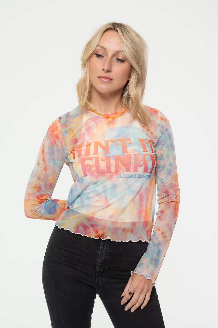 James Brown Funky Long Sleeve Mesh Crop Top product image 1