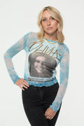 Olivia Newton John Circle Photo Long Sleeve Mesh Crop Top product image 1
