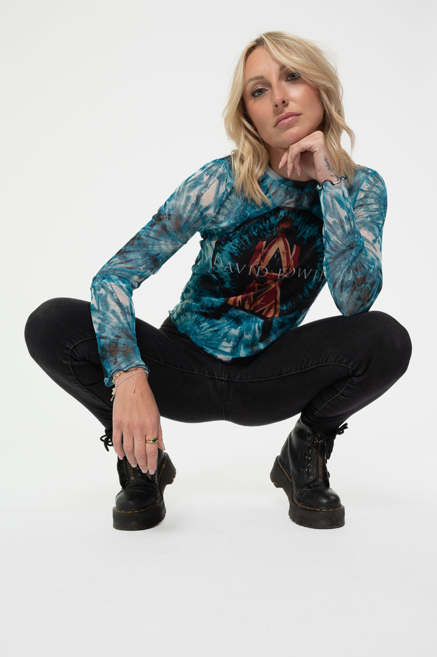 David Bowie Live And Well Long Sleeve Mesh Crop Top product image 5