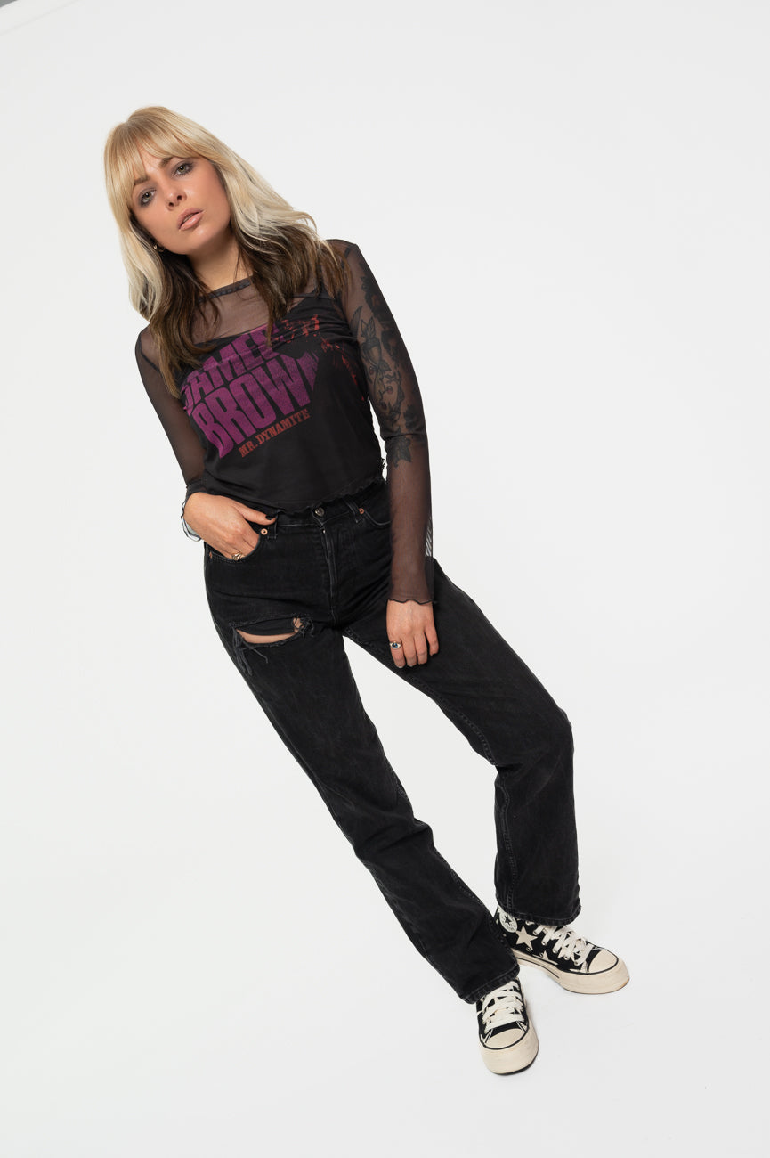 James Brown Mr Dynamite Long Sleeve Mesh Crop Top product image 5