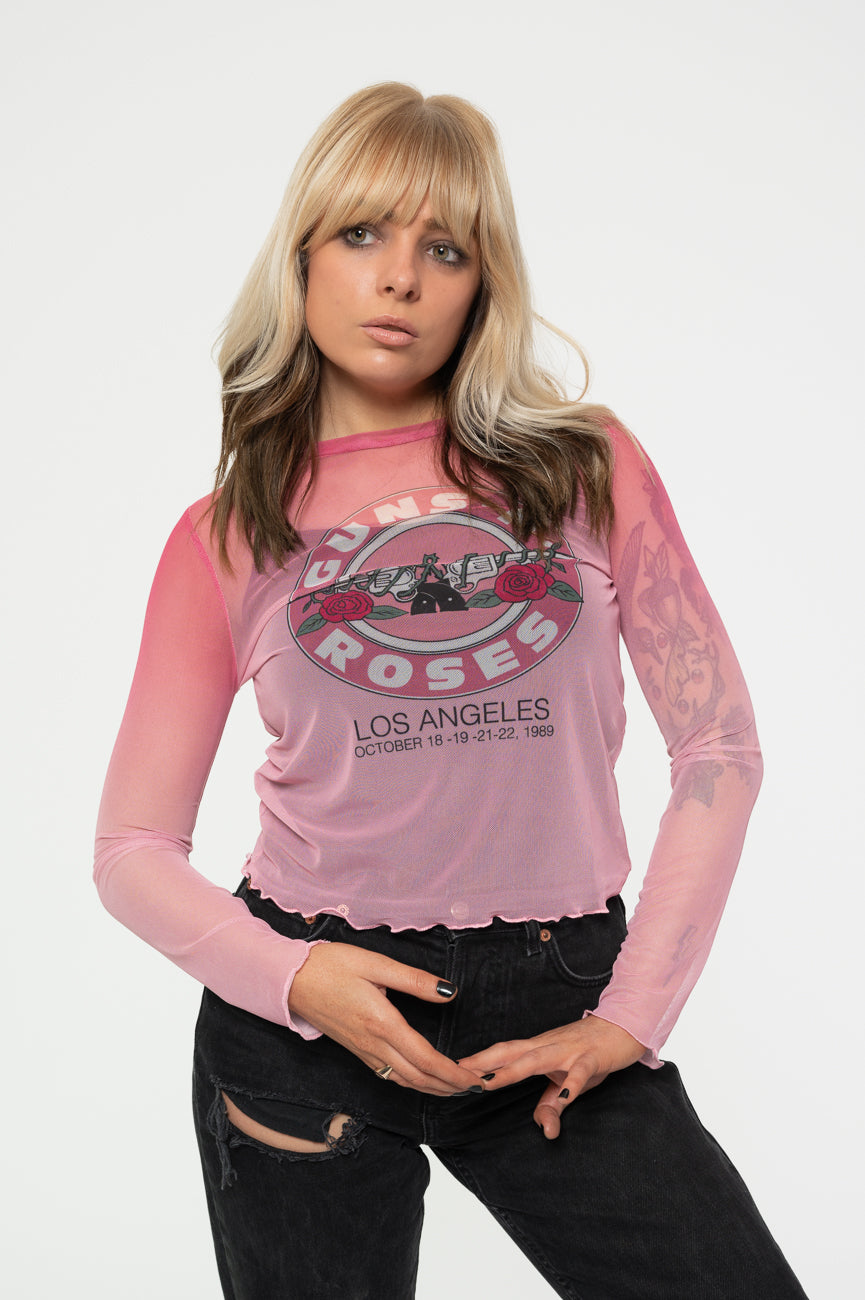 Guns N' Roses Bullet Seal Long Sleeve Mesh Crop Top product image 1