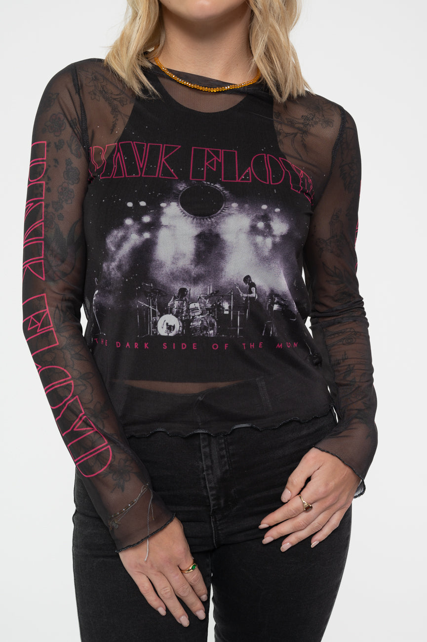 Pink Floyd Live Band Long Sleeve Mesh Crop Top product image 3