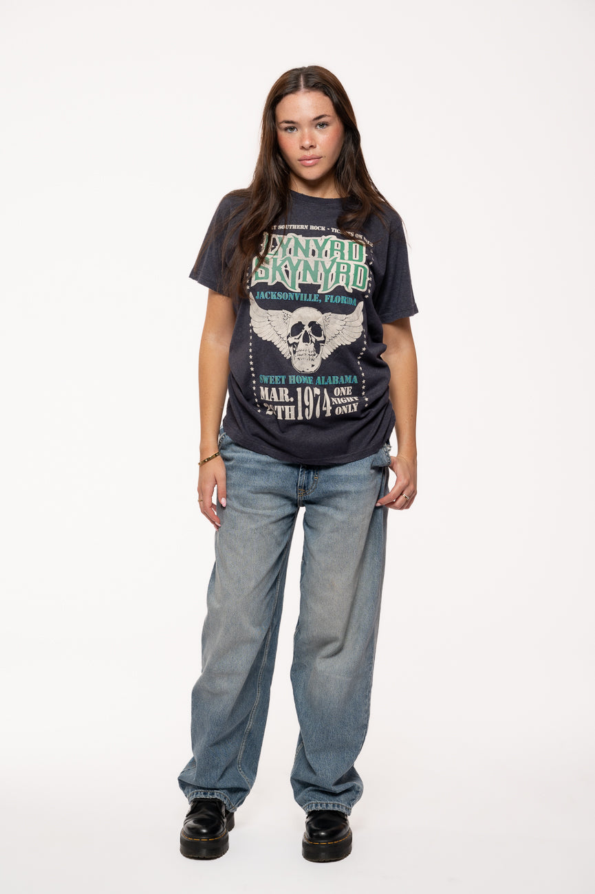 Lynyrd Skynyrd Winged Skull Pigment Dye Wash T Shirt product image 2