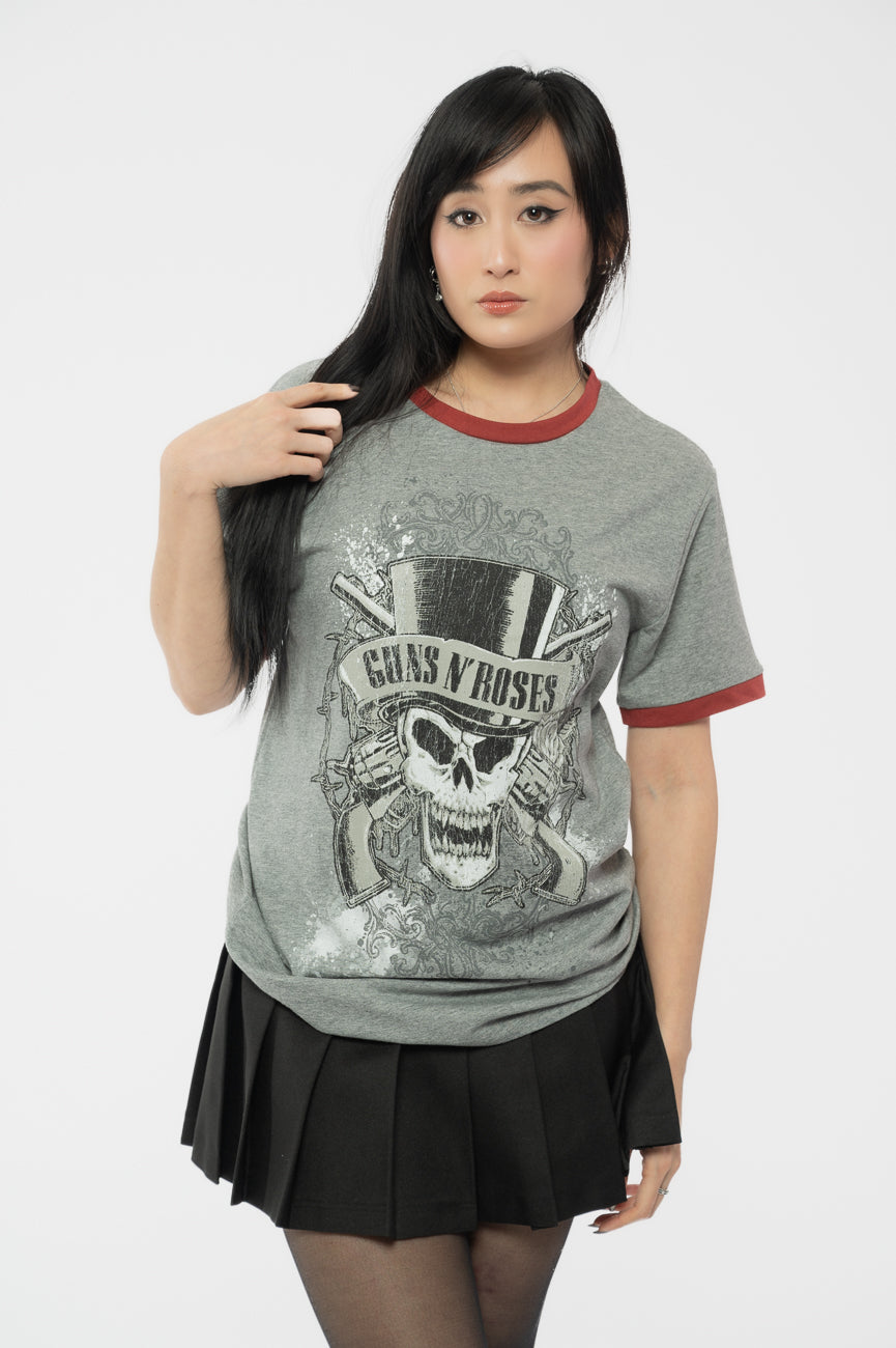 Guns N' Roses Faded Skull Ringer T Shirt product image 1