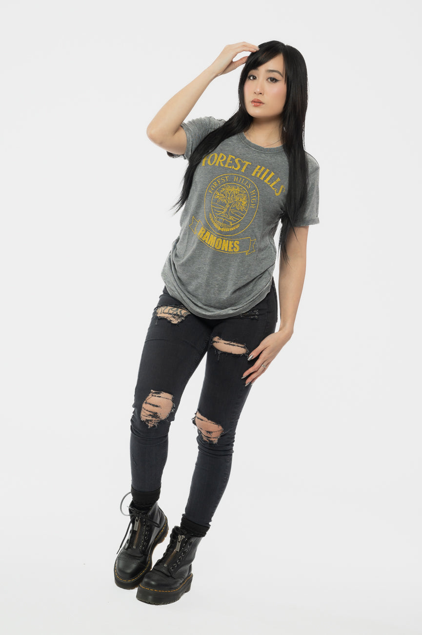Ramones Unisex Burnout T-Shirt: Forest Hills (Charcoal Grey) product image 6