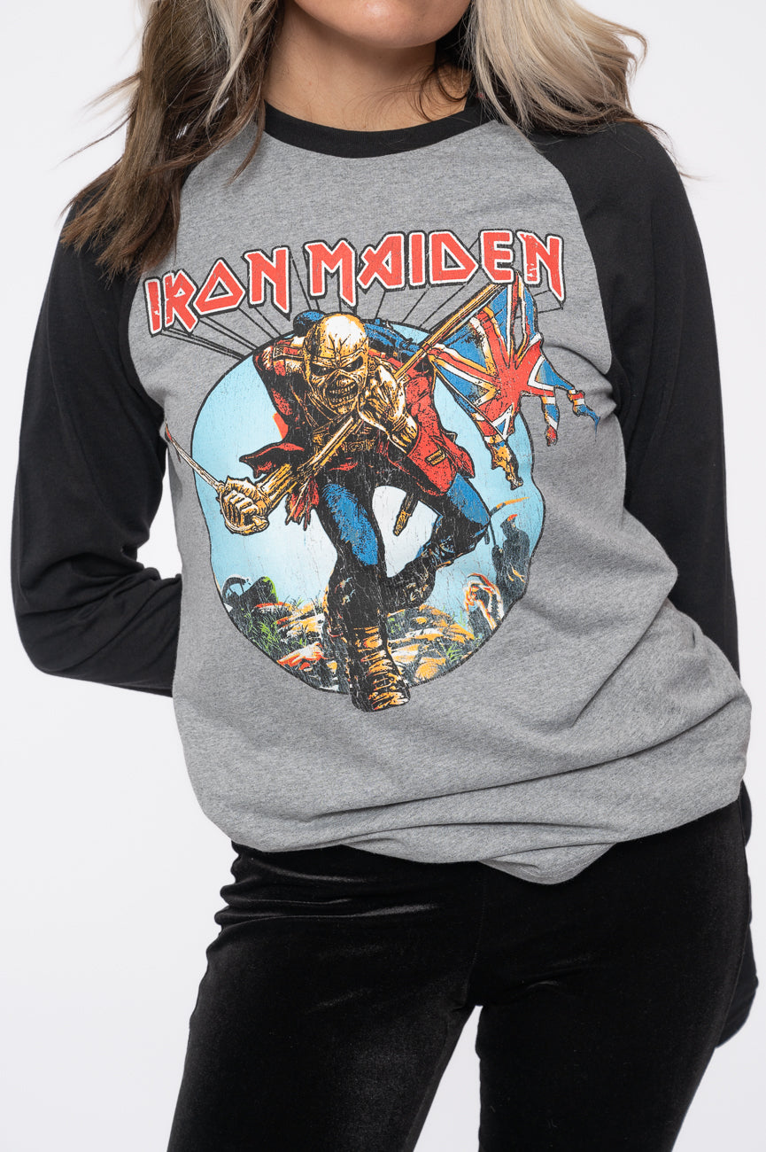Iron Maiden Trooper Burst Logo Raglan T Shirt product image 3